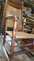Antique Carved Wood Rattan/Woven Chair G