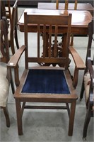 OAK ARM CHAIR WITH UPHOLSERED SEAT