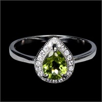 Pear Peridot 7x5mm Simulated Cz Gemstone 925 Sterl