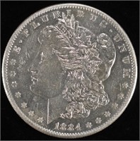 1884-S MORGAN DOLLAR AU MARKS ON REV.