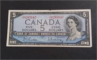 1954 Canada $5 Banknote EF40
