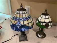 Pair Small Decorative Stained Glass Side Table