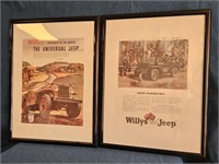 TWO 25"X19" FRAMED WILLYS JEEP POSTERS!