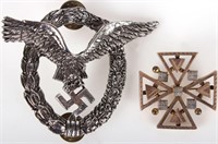 9K GOLD IRON CROSS & WWII GERMAN PILOT BADGE - (2)