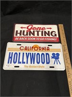 HOLLYWOOD CALIFORNIA AND HUNTING CAR TAGS