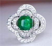 1.47ct Colombian Emerald Ring 18K Gold