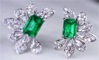 1.43ct Afghanistan Emerald Drop Earrings 18K Gold