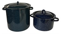Blue Enamelware Pots