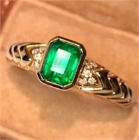 Afghanistan Emerald 18Kt Gold Ring