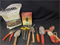 Garden tools and Perlix (opened bag)