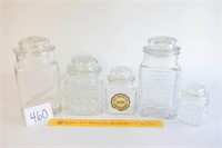Lot of 5 Glass Jars/Canisters