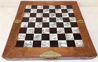 Oriental Decorated Folding Portable Chess Set