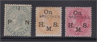 India Specimen Stamps 3 Mint LH Queen Victoria Spe