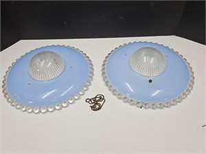 2 Vintage Glass Light Globes 11" wide