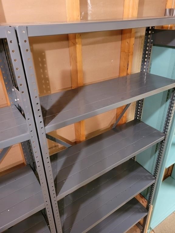 Adjustable Utility shelves. Basement backroom