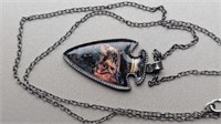 Arrowhead tiger necklace, approx  16 inch chain.