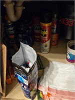 Cleaning supplies under sink