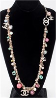 Chanel Glass Bead & Silver-Tone Flower Necklace