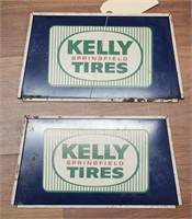 "Kelly Tires" Single-Sided Metal Tire Stand Signs