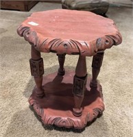 Vintage Hand Carved Pedestal Side Table