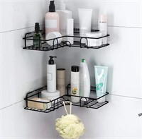 Adhesive Shower Caddy Corner Shelves 2-PC BLACK