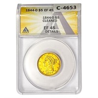 1844-O $5 Gold Half Eagle ANACS EF45 Details