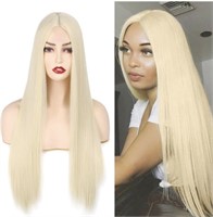 New Long Blonde Wigs for Women Middle Part 613