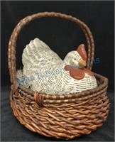 Rooster in a basket
