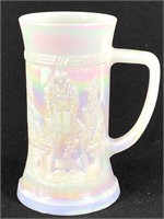 White Iridescent Carnival Glass Mug 6"H