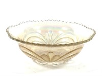 Footed Smoky Clear / Lt. OR Carnival Glass Bowl