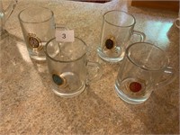 Heavy Glass Beer Mugs Retro Clear Set of 4