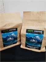 Two new 12 oz bags of hemp coffee French roast