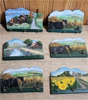 Hand Painted  KEY Holder  Farm Decor Set of 6