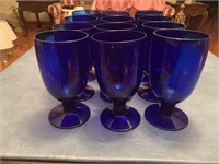 12 Cobalt Blue Goblets 7 1/4" tall