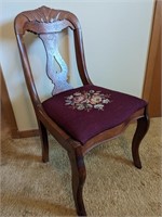 NEEDLEPOINT LYRE BACK CHAIR