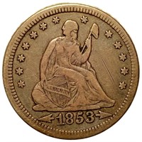 1853 Seated Liberty Quarter XF