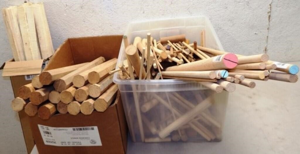 Large Lot of Wooden Dowels, Lathe & More - Crafts