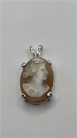 Shell Cameo Sterling Pendant