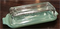 Fire King Jadeite Butter Dish with Clear Lid