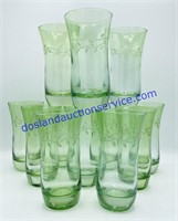 Lot of (12) Green Itched Glasses