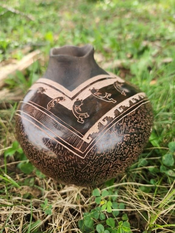 Dusty Naranjo Sgraffito Petroglyph Vase Santa