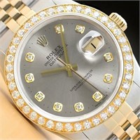 Rolex 18 Kt Men Datejust Diamond Watch  2.00 Cts