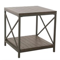 Wood and Metal Accent Table – Patina Gray
