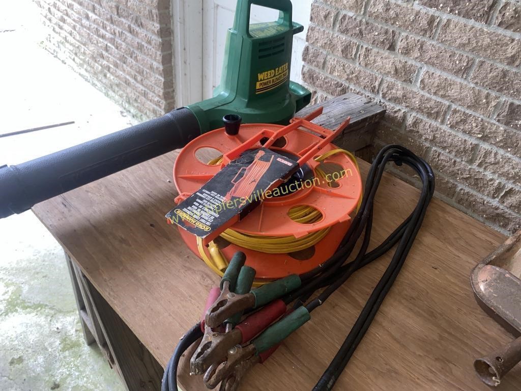 Leaf blower extension cord jumper cables