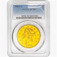 1882-S $20 Gold Double Eagle PCGS AU58