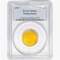 1917 0.3oz Netherlands 10G PCGS MS66