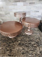 3 piece Rose Gold Cake stand set wedding cake