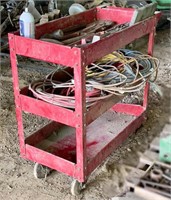 3 tier rolling cart & contents: bolt cutter,
