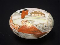 Japanese Satsuma Porcelain Trinket Box, Signed