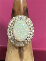 Sterling silver ring size 7.25 clear stones